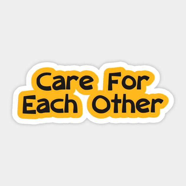 Care For Each Other 00001 (Yellow Background) Sticker by Herbie, Angel and Raccoon